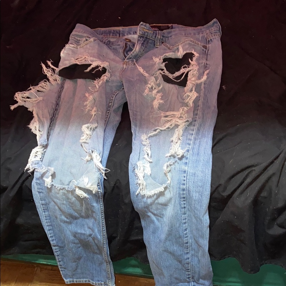 Distressed Blue Denim Jeans